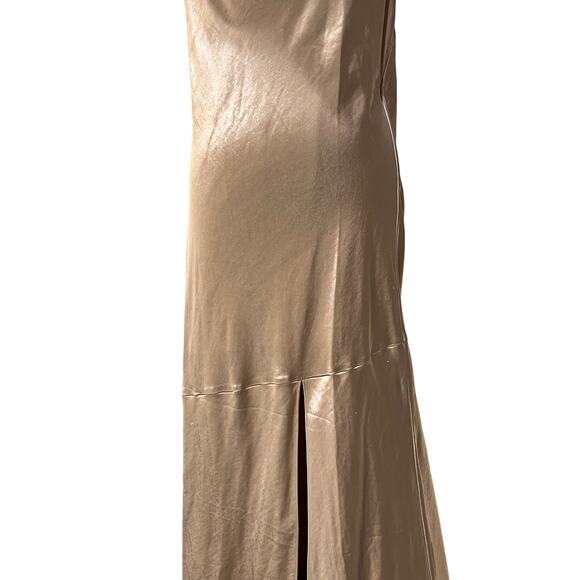 GENERATION LOVE WOMENS LARGE EVIE SATIN TERRACOTTA MAXI DRESS GOWN TINY FLAW - Picture 7 of 16